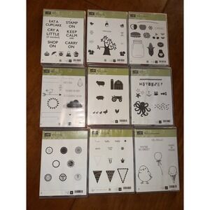 Stampin Up Rubber Stamp Set Lot of 9 Barnyard Buddies Sea Street Hello Love More